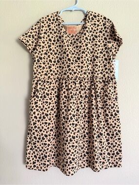 Cat & Jack Tan Dress with Black Heart Print